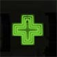 Image of green, neon medical cross.